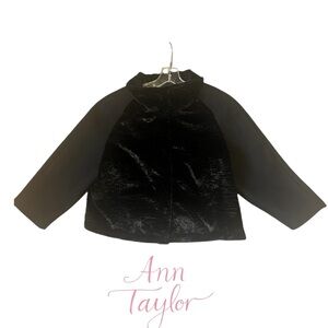 Ann Taylor Faux Fur Brasserie Jacket Black L